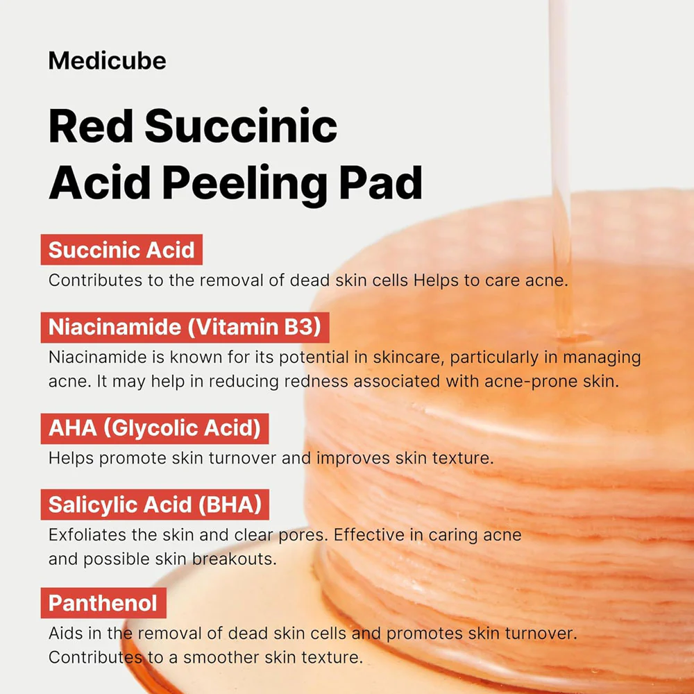 Medicube Red Succinic Acid Panthenol Facial Peeling Pads