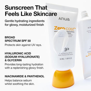 Anua Zero-Cast Moisturizing Finish Sunscreen Anua