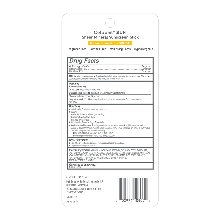 Cetaphil Sheer Mineral Sunscreen Stick SPF 50 Cetaphil