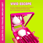 Real Techniques Vivid Escape Glow To Go Travel Brush Kit + Mirrored Compact