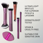 Real Techniques Big Blends Energy Brush + Dual-Sided Puff Set – 6 Piece Set
