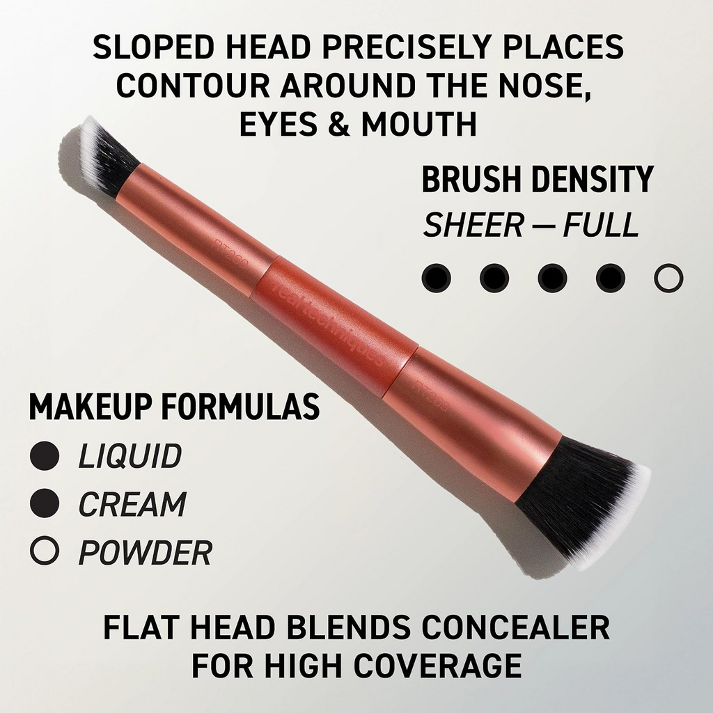 Real Techniques Big Blends Energy Brush + Dual-Sided Puff Set – 6 Piece Set
