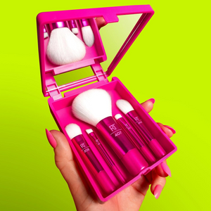 Real Techniques Vivid Escape Glow To Go Travel Brush Kit + Mirrored Compact Real Technique