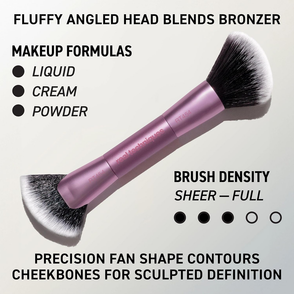 Real Techniques Big Blends Energy Brush + Dual-Sided Puff Set – 6 Piece Set