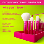 Real Techniques Vivid Escape Glow To Go Travel Brush Kit + Mirrored Compact
