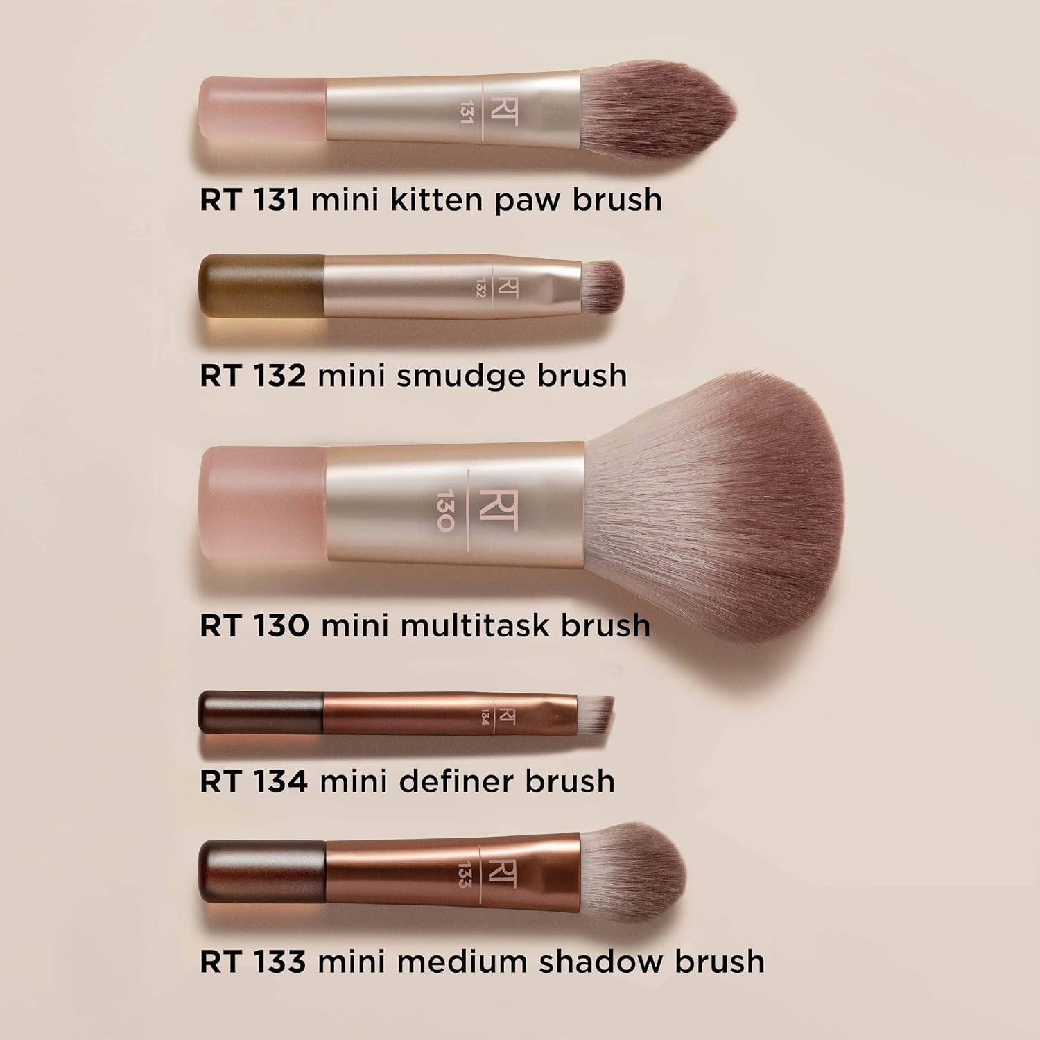 Real Techniques New Nudes 2.0 On-The-Glow Mini Brush Set + Mirrored Compact