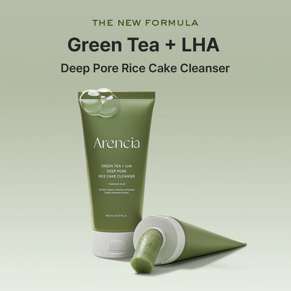ARENCIA Green Tea + LHA Deep Pore Rice Cake Cleanser