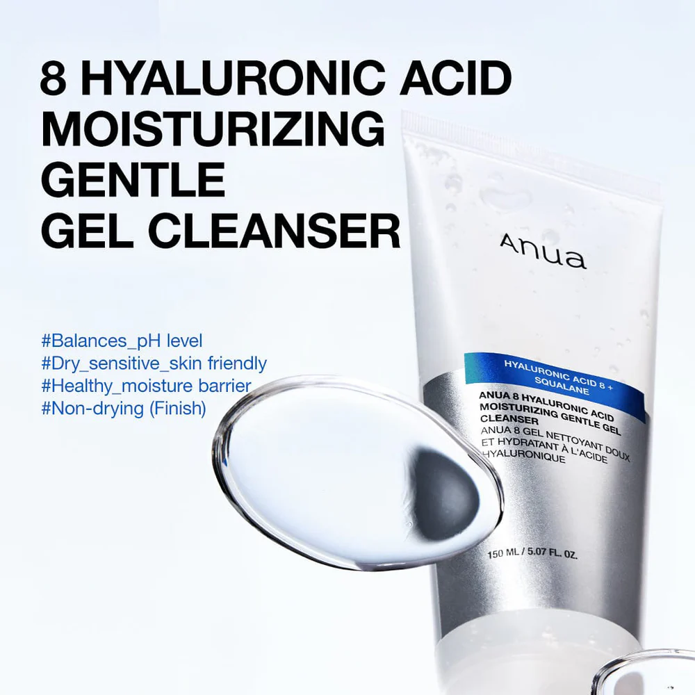 Anua 8 Hyaluronic Acid Squalane Moisturizing Gentle Gel Cleanser