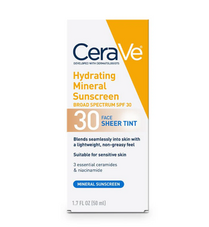 CeraVe Hydrating Mineral Sunscreen SPF 30 Face Sheer Tint Cerave