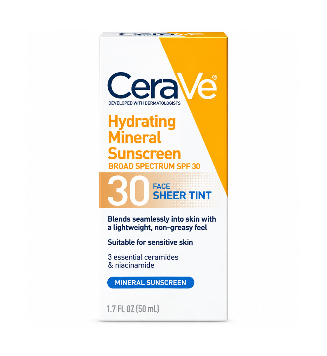 CeraVe Hydrating Mineral Sunscreen SPF 30 Face Sheer Tint