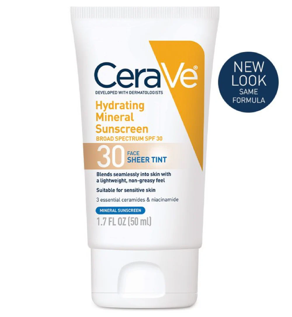 CeraVe Hydrating Mineral Sunscreen SPF 30 Face Sheer Tint Cerave
