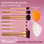Real Techniques Wrapped In Glow Brush + Sponge 9 Piece Holiday Gift Set