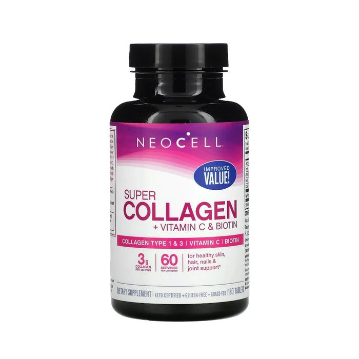 NEOCELL Super Collagen + Vitamin C & Biotin, 180 Tablets