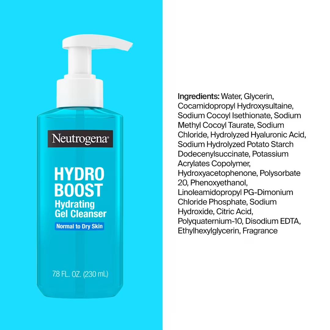 Neutrogena® Hydro Boost Face Wash, Hyaluronic Acid Hydrating Cleansing Gel, 7.8 Fl. Oz (USA)