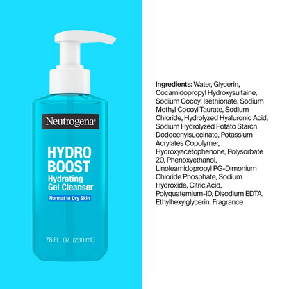 Neutrogena® Hydro Boost Face Wash, Hyaluronic Acid Hydrating Cleansing Gel, 7.8 Fl. Oz (USA)