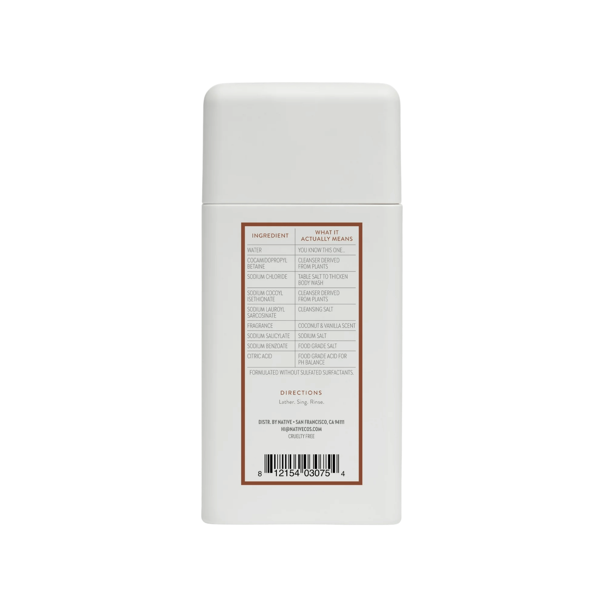 Native Body Wash Coconut & Vanilla (88ml)