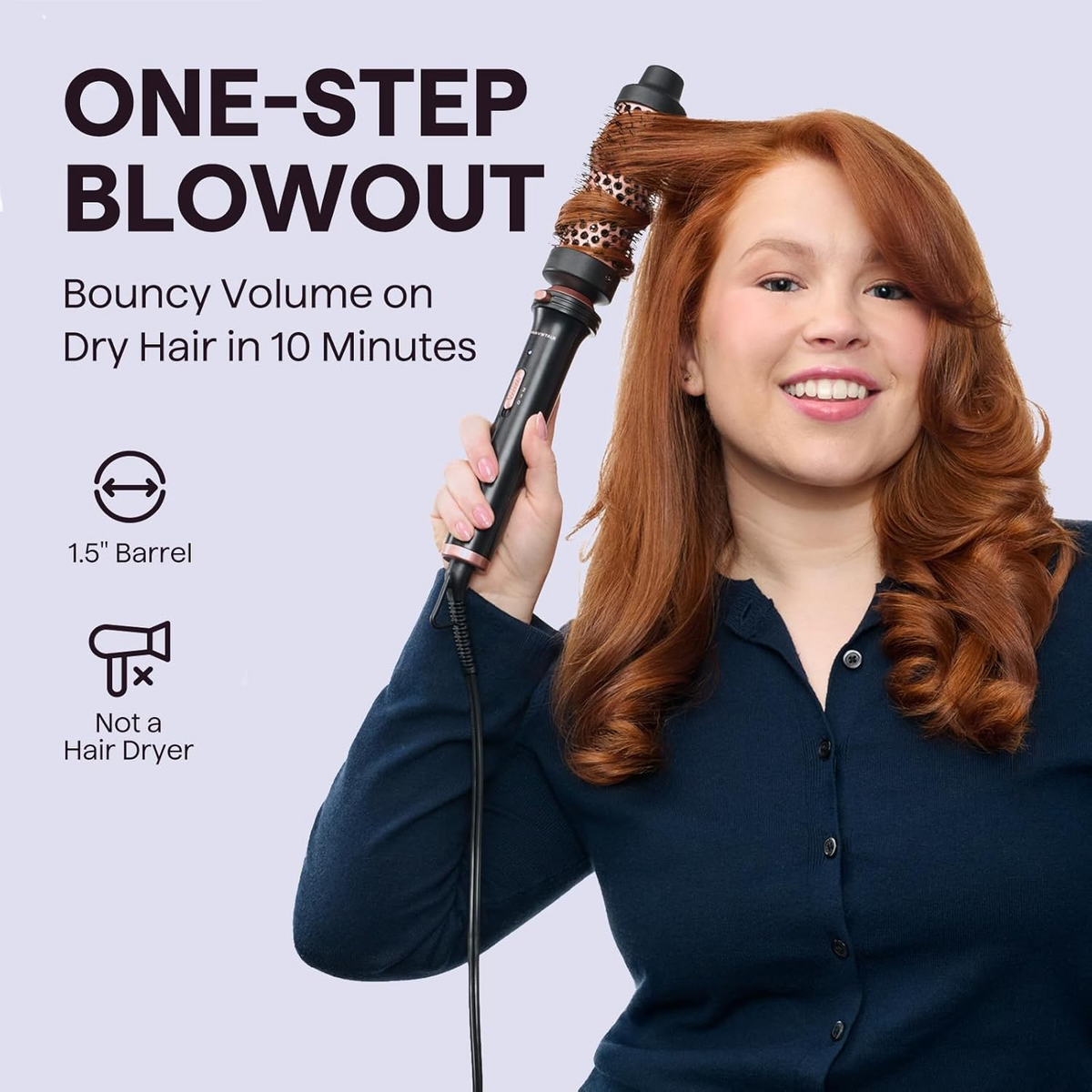 Wavytalk Thermal Brush, 1.5 inch Heated Round Brush for Blowout Look WavyTalk
