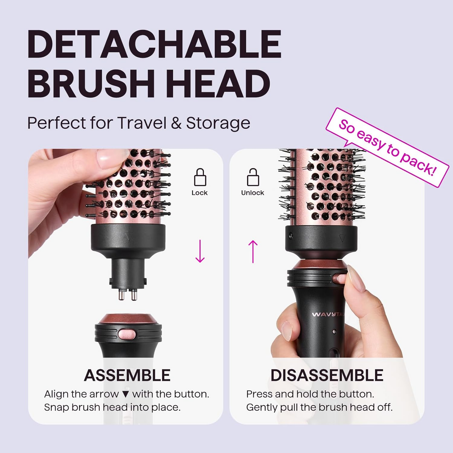 Wavytalk Thermal Brush, 1.5 inch Heated Round Brush for Blowout Look