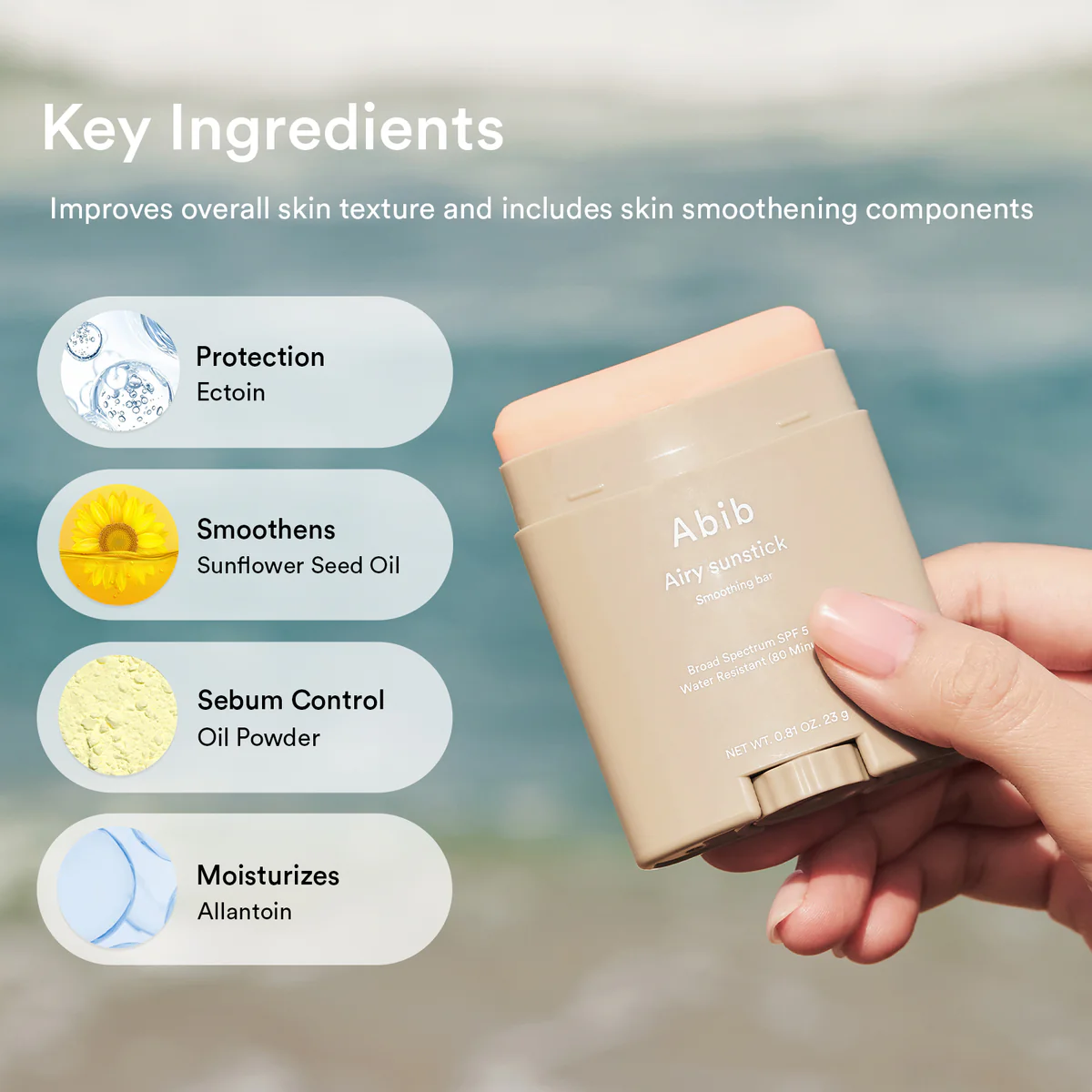 Abib Airy Sunstick with ectoin allantoin and sebum control