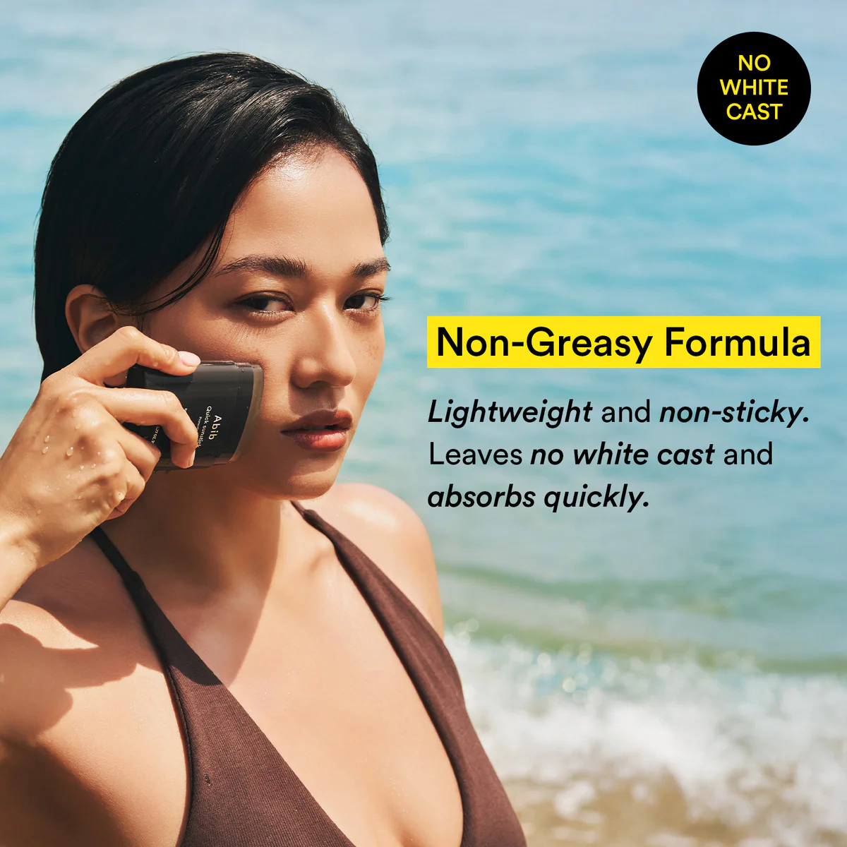 Abib sunstick with non greasy finish and no white cast
