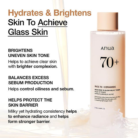 Anua Rice 70 Glow Milky Toner for glass skin in Pakistan