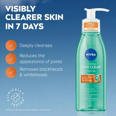 Nivea derma skin clear wash gel 150ml deep cleansing salicylic acid face wash