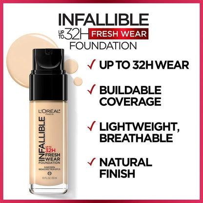 L'Oreal Paris Makeup Infallible Up to 32 Hour Fresh Wear Lightweight Foundation