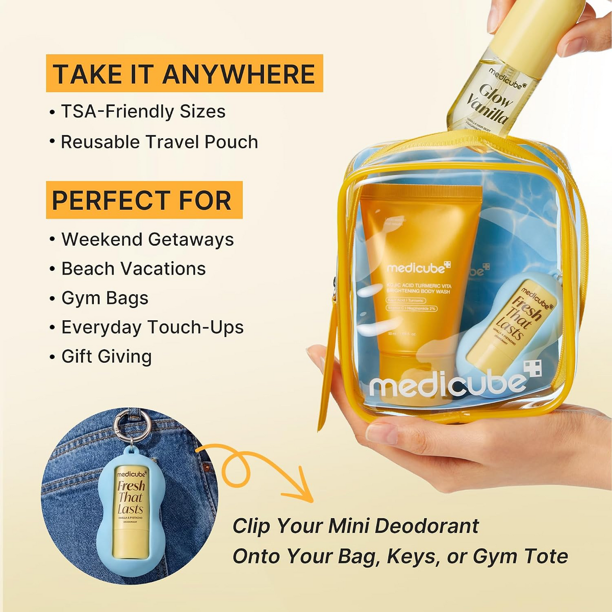 Medicube Fresh Glow Body Kit | Travel-Ready Hair & Body Set - image 2