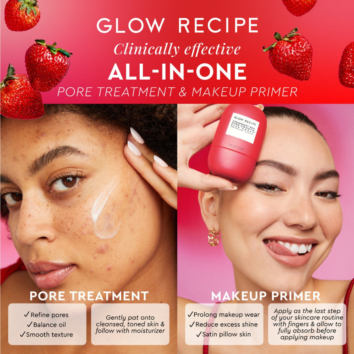 Glow Recipe Strawberry BHA Pore-Smooth Blur Drops Glow Recipe